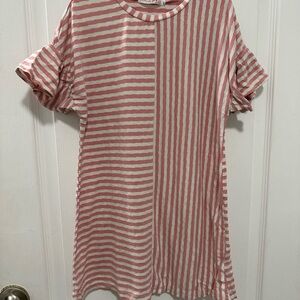 Deux par Deux Pink and White Striped Top